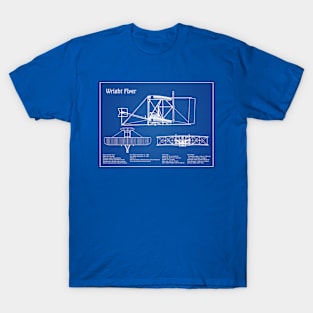 Wright Flyer - Airplane Blueprint - AD T-Shirt